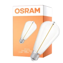 Osram Vintage 1906 LED E27 Special Filament Klar Edison 2.2W 150lm - 827 Extra Varm Vit | Ersättare 15W