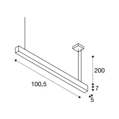 SLV Glenos II Pendellampa Aluminium Svart 43W 2850lm - 830 Varm Vit | 1-10V Dimbar