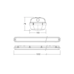 THORNeco LED Allmänbruksarmatur Vattentät Julie 55W 6300lm - 840 Kallvit | 150cm - Easy Connect