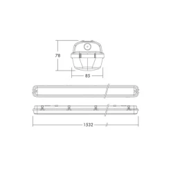 THORNeco LED Allmänbruksarmatur Vattentät Julie 38W 4200lm - 840 Kallvit | 150cm - Kabelgenomföring