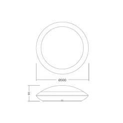 THORNeco LED Plafond TOM VARIO Vit 14W 1200lm - 830-840 CCT | 300mm - IP66 - Rörelsesensor, Ljussensor