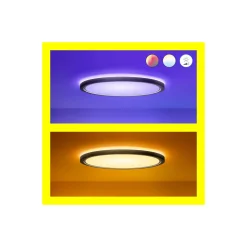 WiZ Smart LED Taklampa SuperSlim Svart 22W 2600lm - 922-950 Justerbar Vit + RGB | IP20 - Bästa Färgåtergivning - Wifi Dimbar