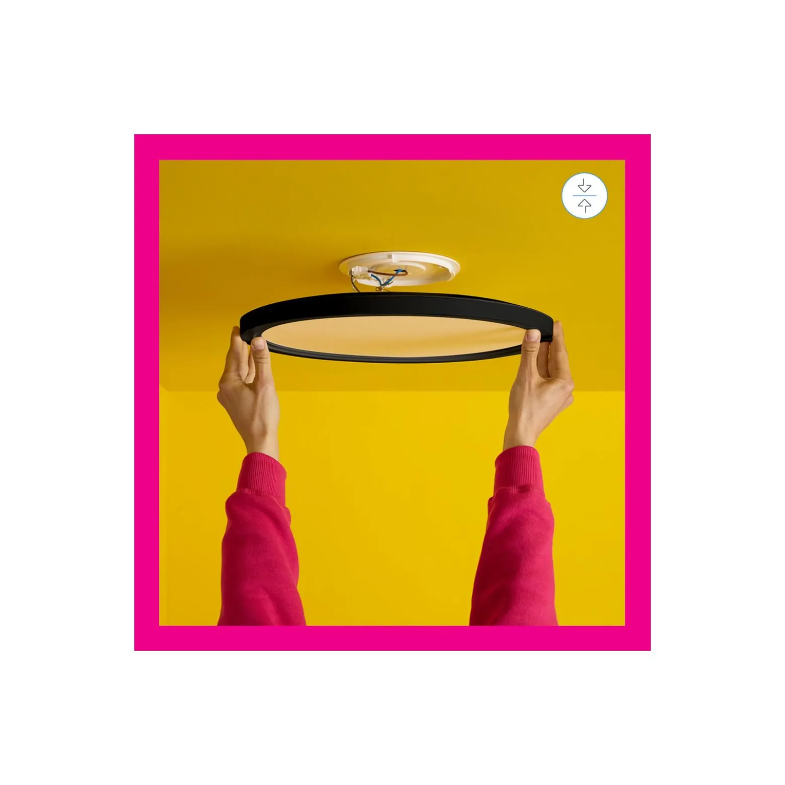 WiZ Smart LED Taklampa SuperSlim Svart 22W 2600lm - 922-950 Justerbar Vit + RGB | IP20 - Bästa Färgåtergivning - Wifi Dimbar
