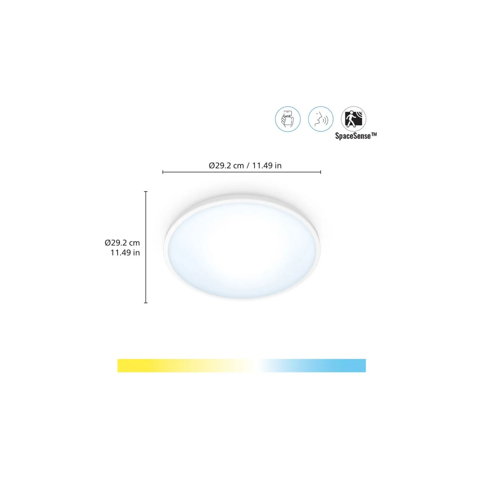 WiZ Smart LED Taklampa SuperSlim Vit 16W 1500lm - 927-965 Justerbar Vit | IP20 - Bästa Färgåtergivning - Wifi Dimbar