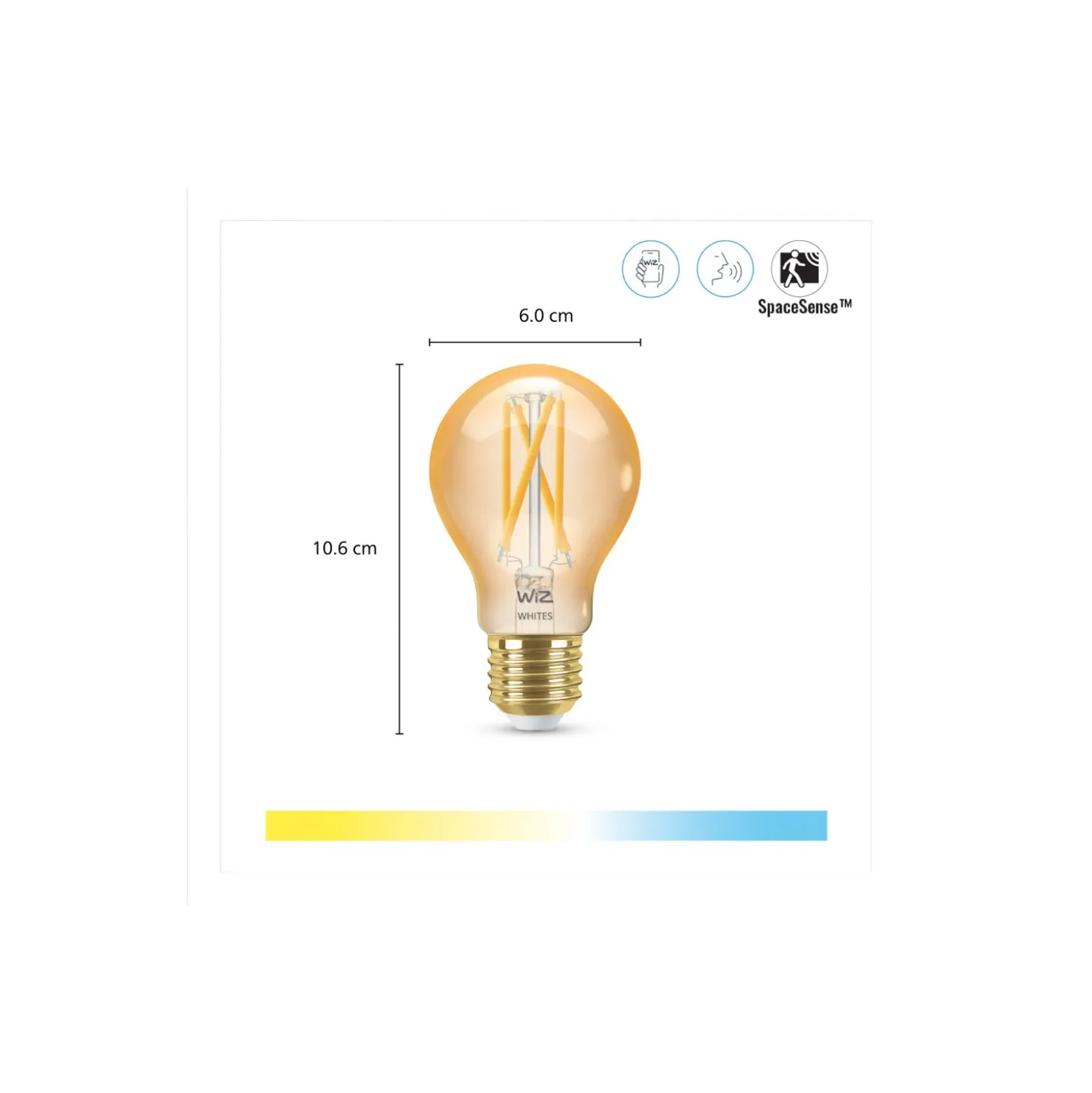 WiZ Smart LED E27 Päron A60 Filament Guld 7W 640lm | Bästa Färgåtergivning - Dimbar - Ersättare 50W